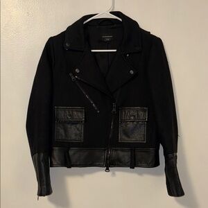 Club Monaco Black Leather Moto Jacket